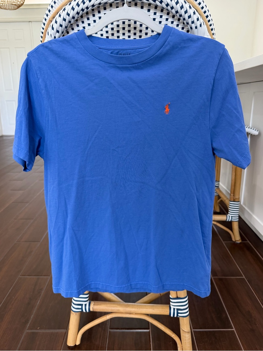 Polo Ralph Lauren Boys Size L 14-16 Blue Short Sleeve T-Shirt Orange Pony